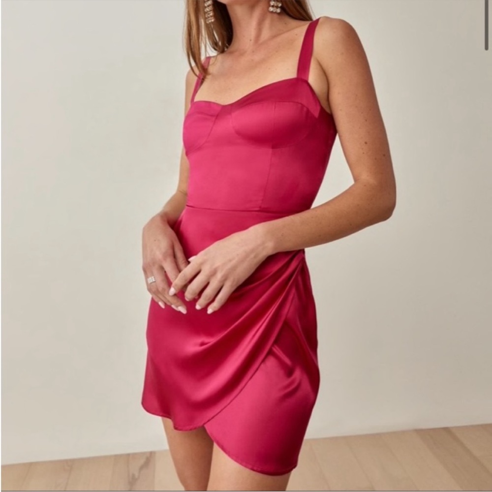 Reformation sleeveless pink silk mini dress, size 10, new with tags